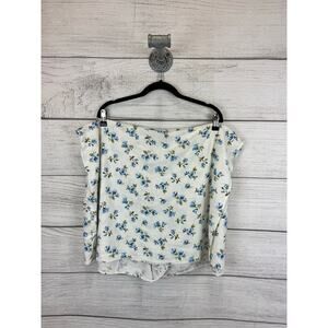 Old Navy Plus Size White Blue Floral Spring Faux Wrap Linen Blend Skort Size 3X